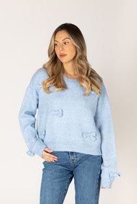 LYLA SWEATER KNIT EMBROIDERED BOWS