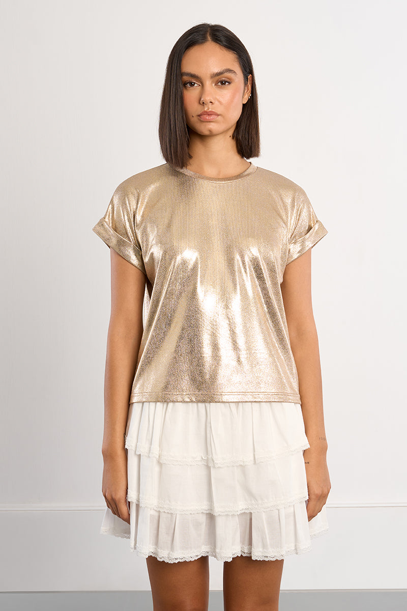 MOLLY TOP ROUND NECK LOOSE FIT CHROME