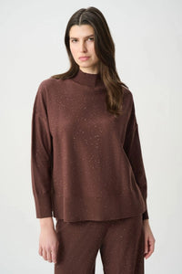 RIBKOFF SWEATER SEQUIN MOCK NECK