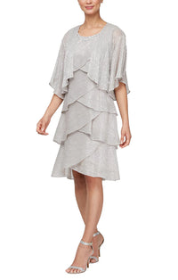 SLNY DRESS ARTCHK TIERED W/ JCKT