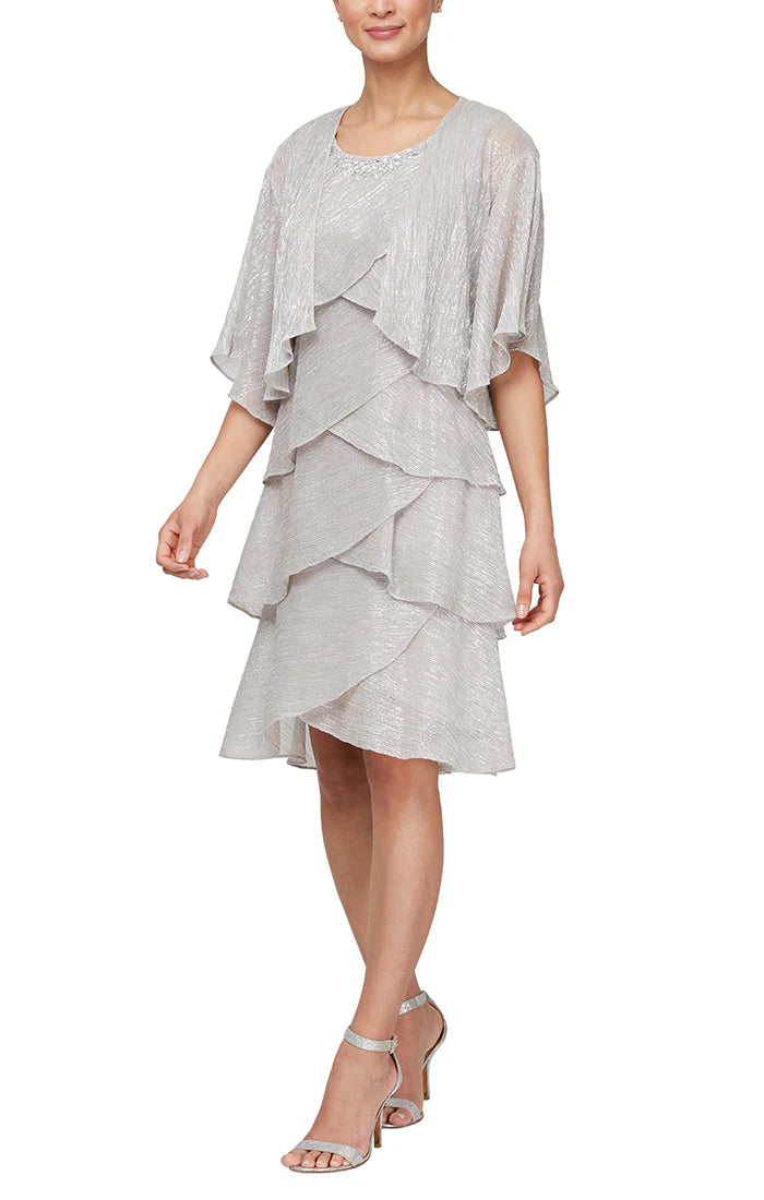 SLNY DRESS ARTCHK TIERED W/ JCKT