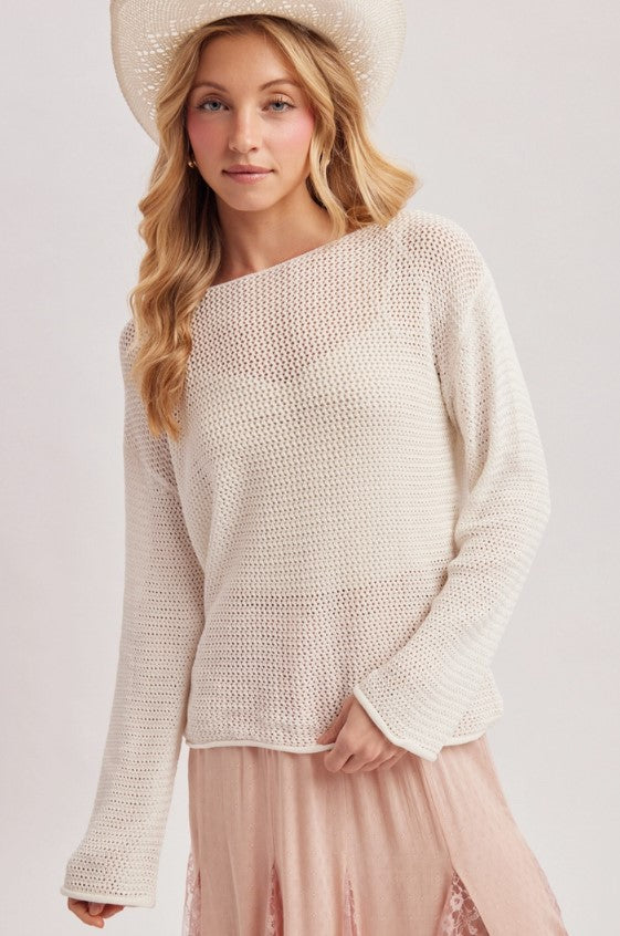 SWEATER BOAT NECK OPEN KNIT
