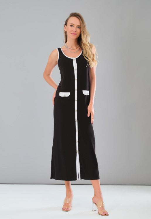 TRI DRESS SLEEVELESS BUTTON UP