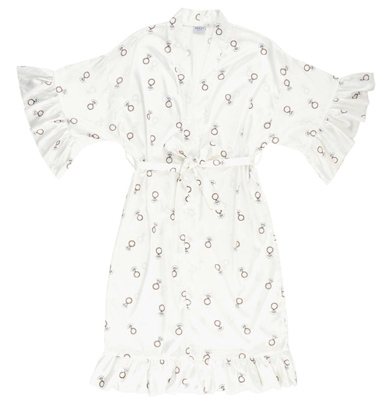 CREATIVE LONG SATIN RUFFLE ROBE