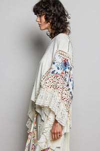 POL TOP V NECK FLORAL LACE