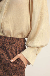 PUFF SHOULDER BUTTON DOWN TOP