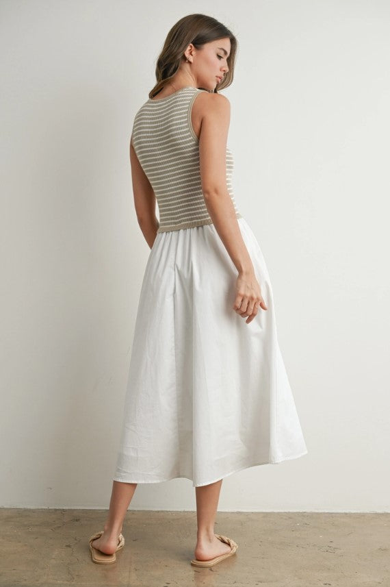 STRIPED SLEEVELESS MAXI DRESS