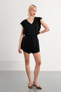 MOLLY TOP RUFFLE SIDE V NECK