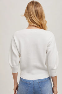 SWEATER PUFF 3/4 SLEEVE KNIT