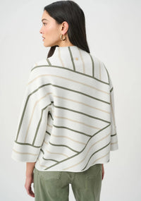 RIBKOFF SWEATER ABSTRACT STRIPE MOCK NECK