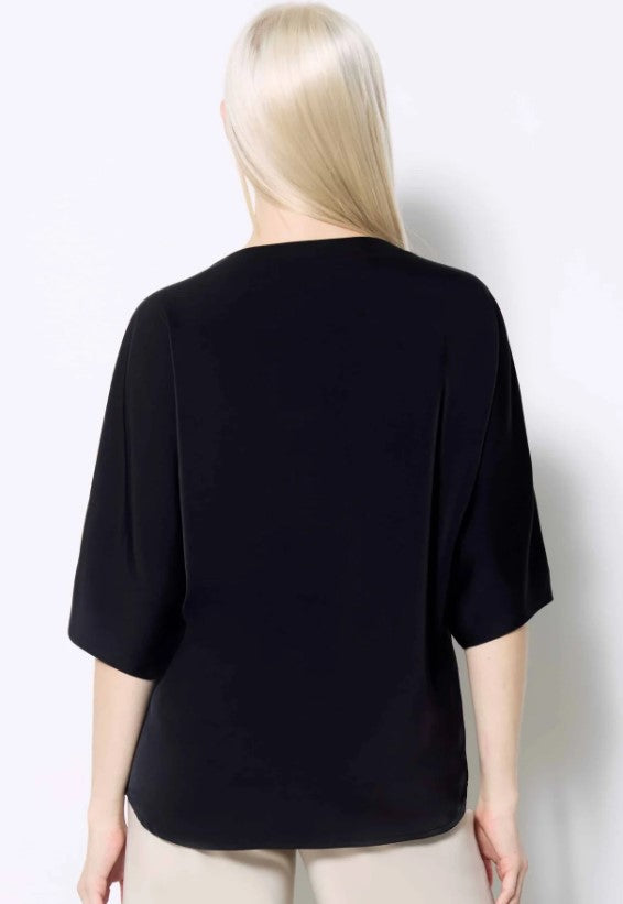 UP SATIN V NECK T