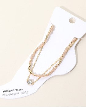 WONA ANKLET PPRCLP BEADED LAYERED