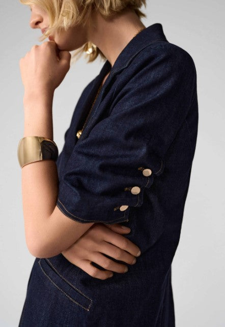 JOSEPH RIBKOFF BLAZER DENIM STRETCH SHORT SLEEVE