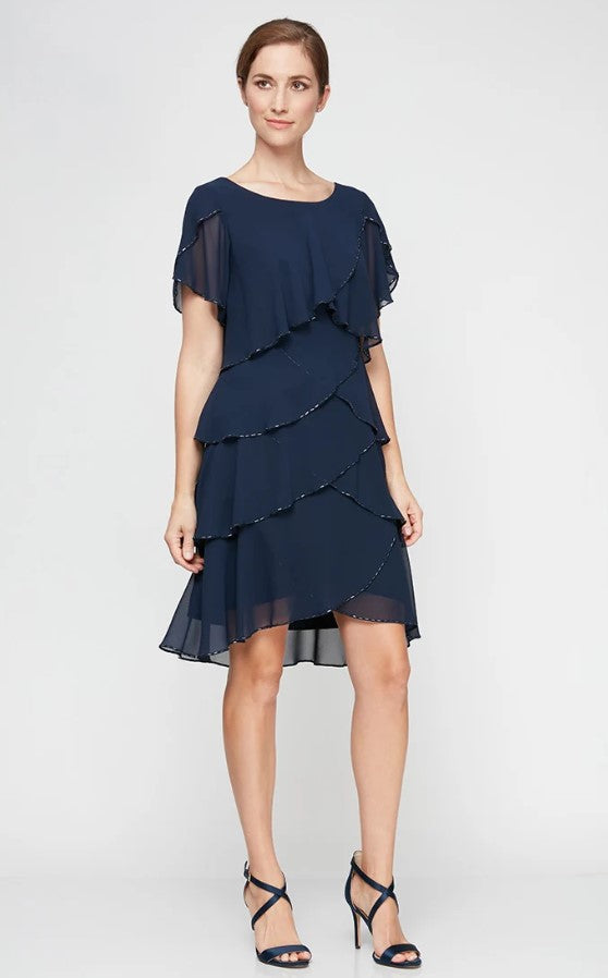 SLNY DRESS LAYERED W BD TRIM