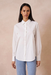 ATTENTIF TOP PLAIN COTTON LAPEL COLLAR