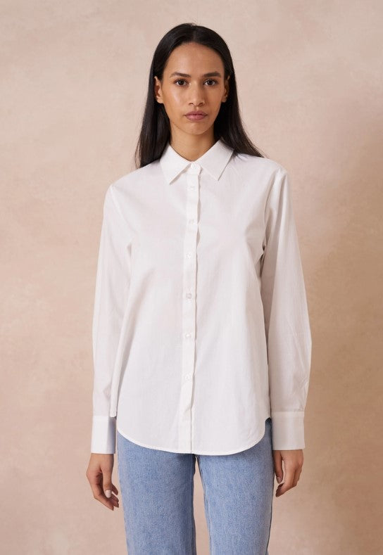 ATTENTIF TOP PLAIN COTTON LAPEL COLLAR