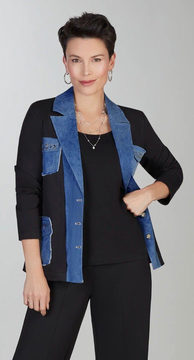 TRICOTTO BLAZER DENIM PONTE