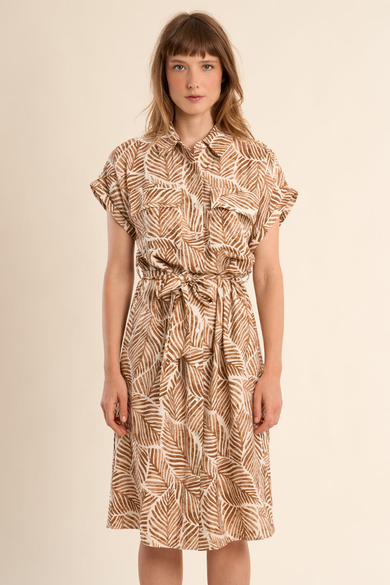 MOLLY DRESS SHORT BELTED BUTTON UP COLLAR