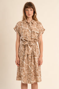 MOLLY DRESS SHORT BELTED BUTTON UP COLLAR