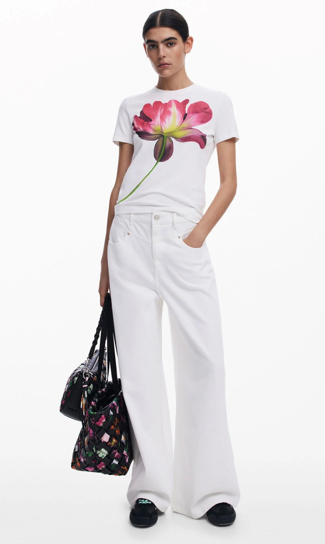 DESIGUAL FLOWER PRINT TEE
