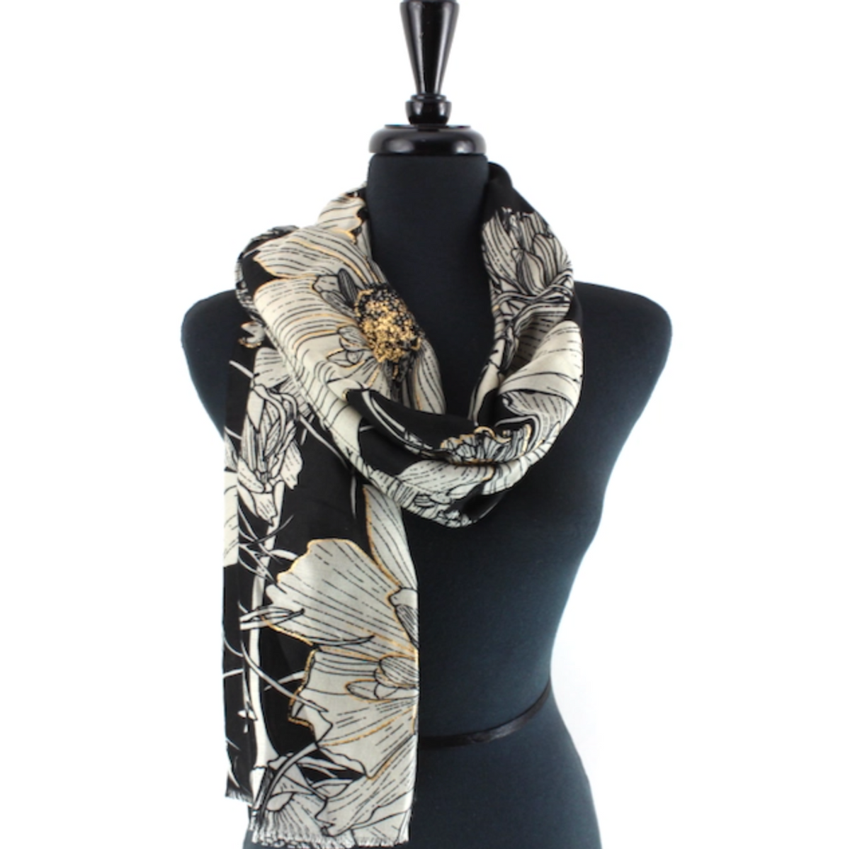 PP SCARF LG FLOWER METALLIC