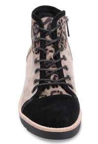 DJANGO & JULIETTE LACE UP CAP TOE MIXED BOOTIE