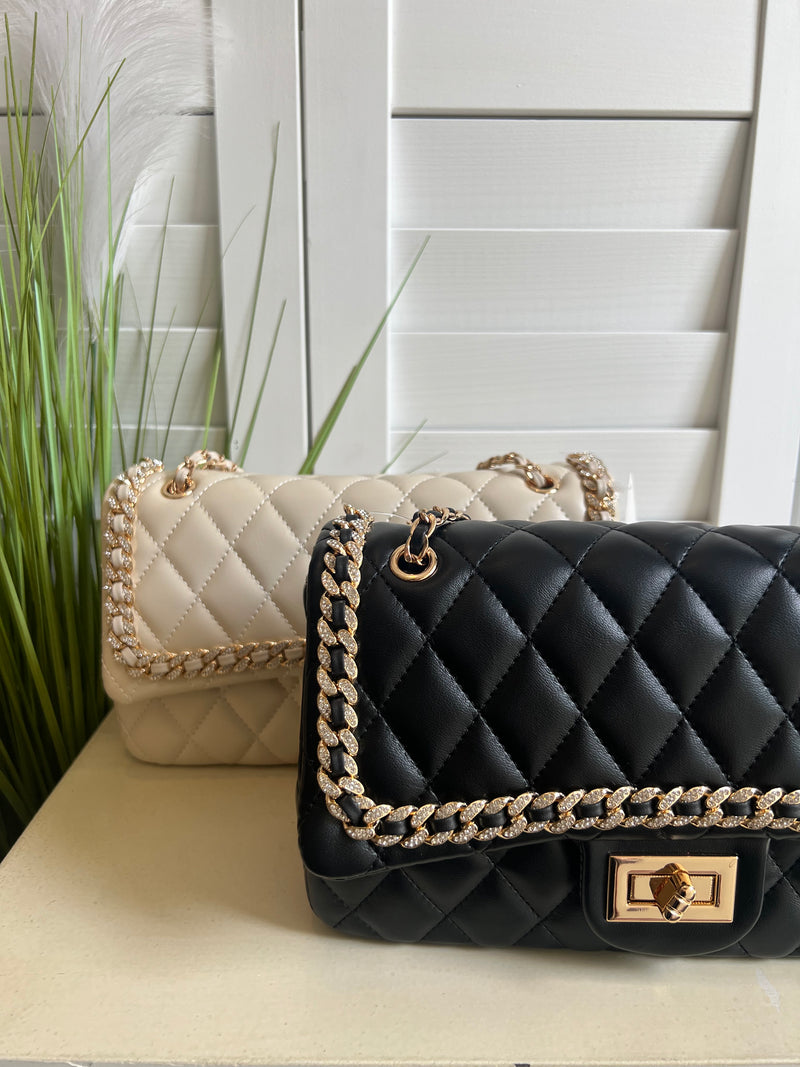 CJWLY HANDBAG QUILT RHINE CHAIN