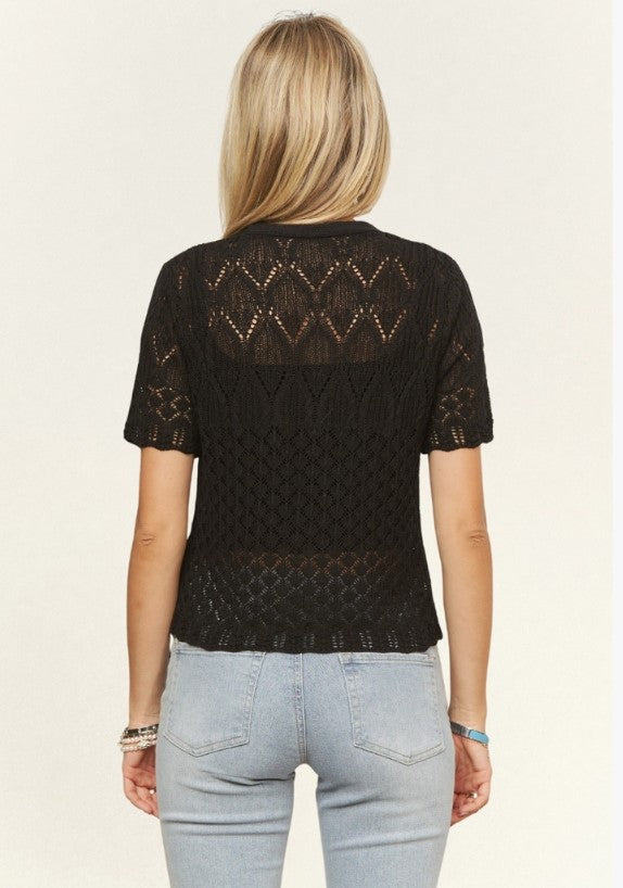 SHORT SLEEVE CROCHET CARDIGAN