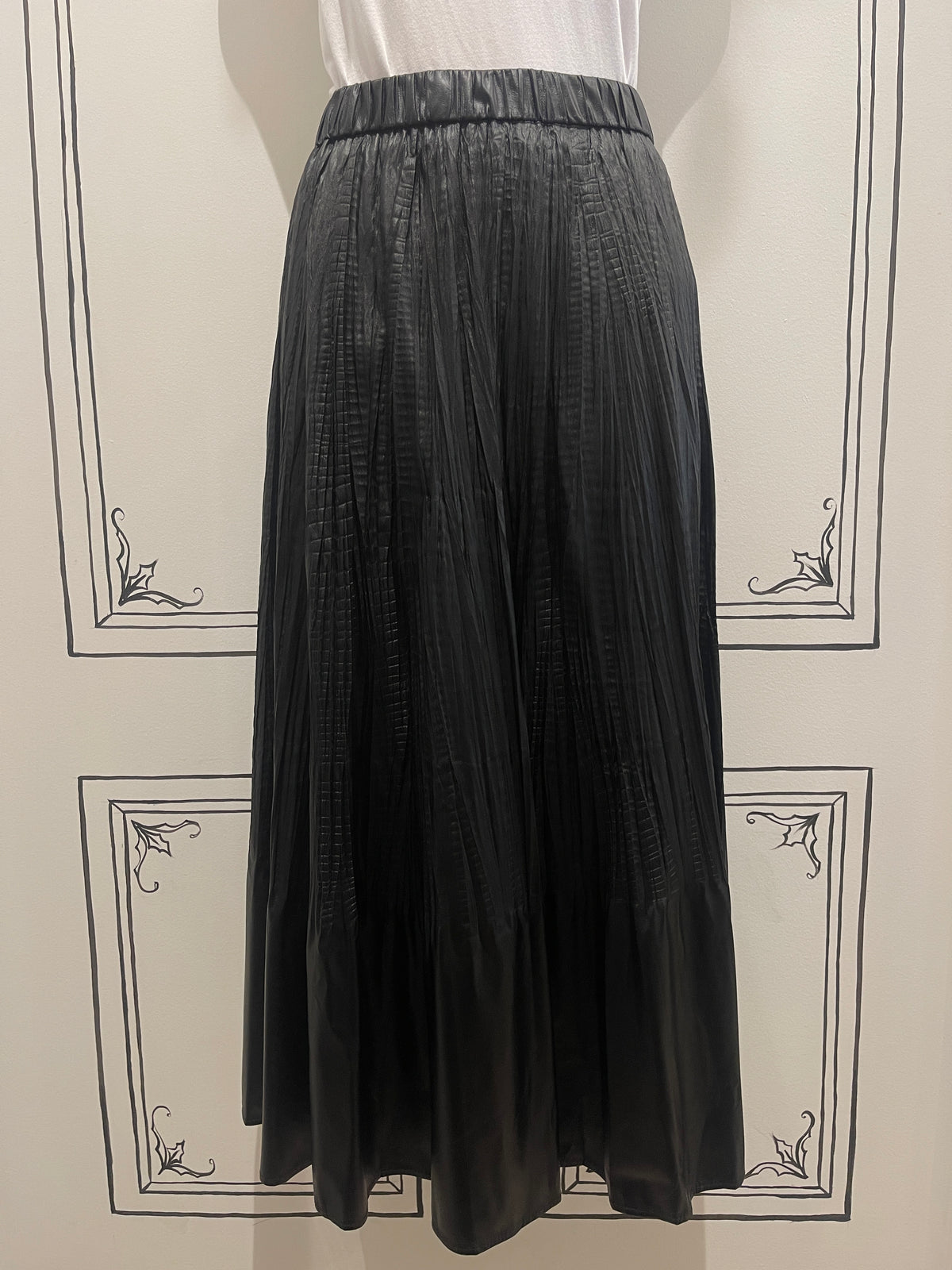 ROL SKIRT ELASTIC WAIST CRINKLED CROC FAUX LEATHER