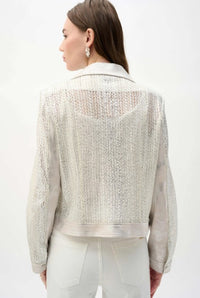 JOSEPH RIBKOFF MOTO KNIT FAUX SUEDE JACKET