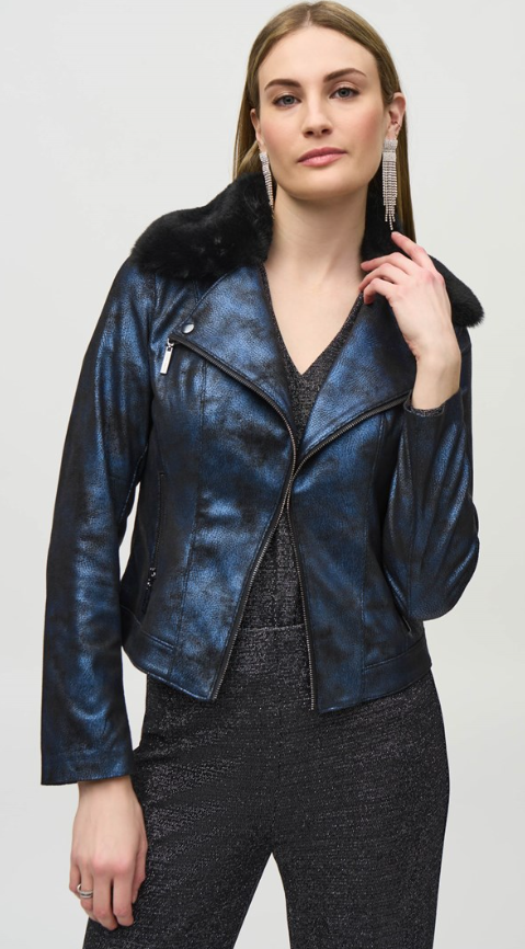 JOSEPH RIBKOFF FOILED SUEDE JACKET