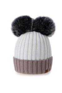 WOOLK TOQUE WITH DOUBLE POM POM