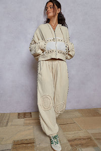 POL ZIP UP GAUZE/STUDS
