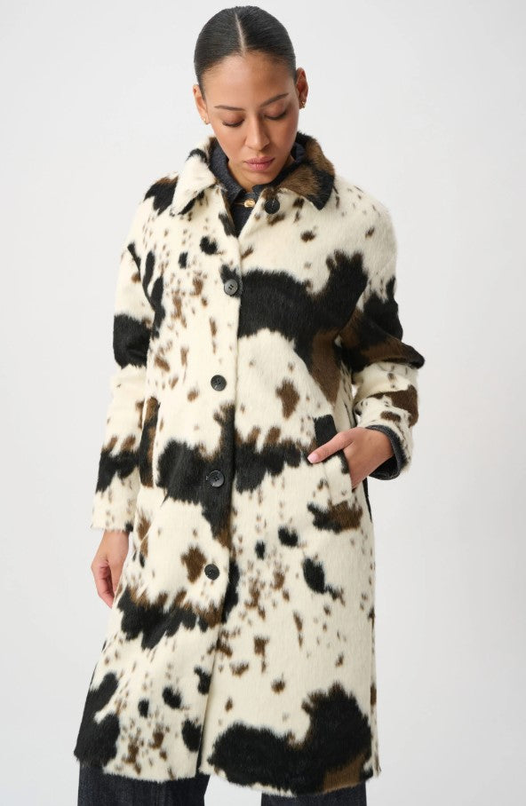 RIBKOFF COAT FAUX FUR COW PRINT
