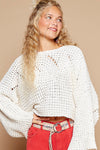 POL TOP KNIT SEMI CRP WIDE SLV