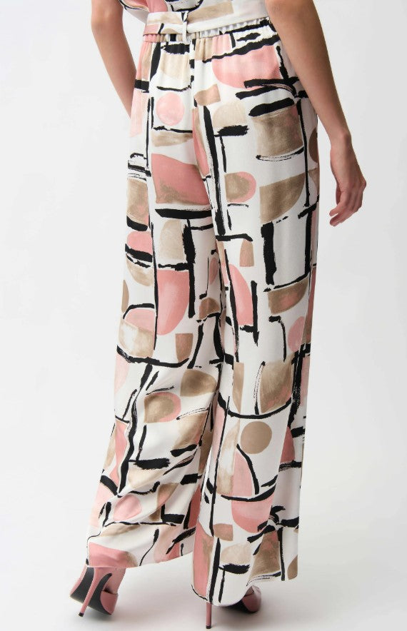 RIBKO GEO PRINT WIDE LEG PANT