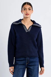 MOLLY SWEATER KNITTED STUDDED COLAR