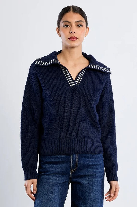 MOLLY SWEATER KNITTED STUDDED COLAR
