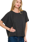 RIBBED ROUND NECK SHORT SLEEVE TOP