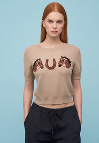 ASTRID SWEATER S/S ROUND NECK HORSESHOE