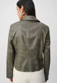 JOSEPH RIBKOFF FOILED FAUX SUEDE FITTED JACKET