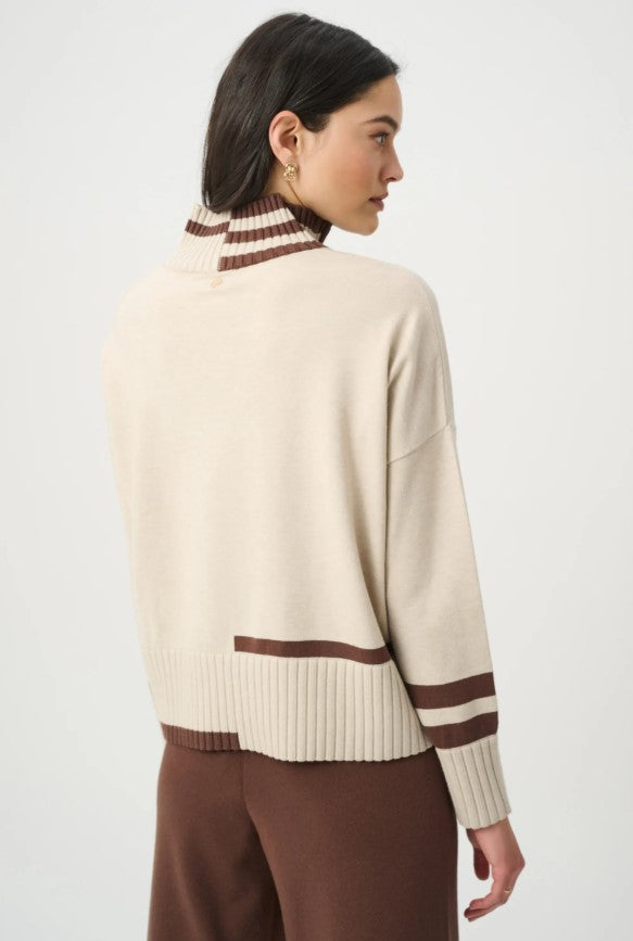 RIBKOFF SWEATER STRIPED MOCK NECK