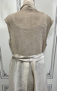 LONG BELTED MESH BACK VEST