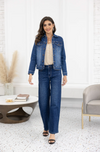 ORANGE DENIM JKT RHINESTONE