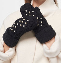 MITTEN KNIT EMBELLISHED CREAM