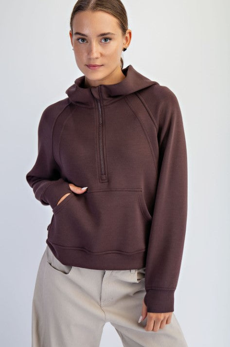 RAE SWEATER SCUBA QUARTER ZIP HOODIE