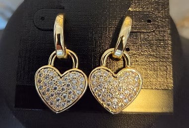 KBELL EARR HRT LCK CRY 14K GLD PLTD