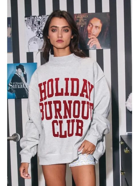 BUCKET SWEATER MOCK HLDY BRNOUT