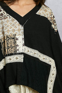 POL TOP V NECK LACE TRIM