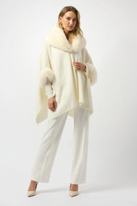 JOSEPH RIBKOFF JAQUARD FAUX FUR CAPE